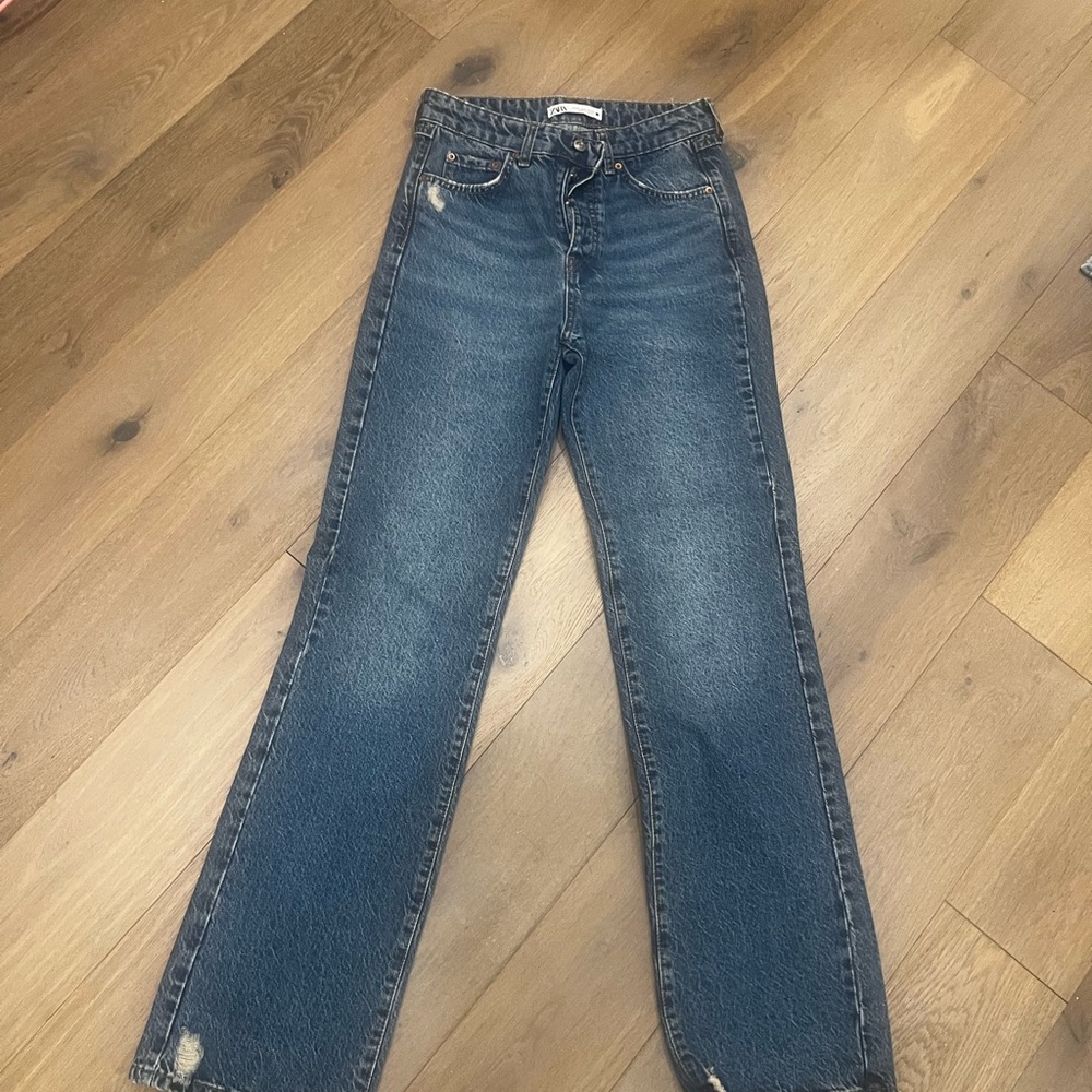 Zara Dark Blue Straight-Leg Women's Jeans